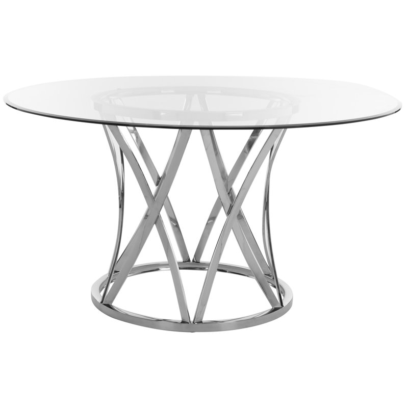 Mercer41 Chantail Round Glass Top Metal Base Dining Table & Reviews